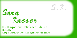 sara kacser business card